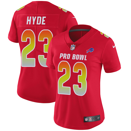 Nike Bills #23 Micah Hyde Red Women's Stitched NFL Limited AFC 2018 Pro Bowl Jersey